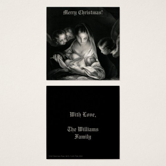 Nativity Baby Jesus Virgin Mary Angels Black White (Vorne & Hinten)