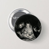 Nativity Baby Jesus Virgin Mary Angels Black White Button (Vorne & Hinten)