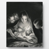 Nativity Baby Jesus Virgin Mary Angels Black White Fotoplatte (Vorderseite)