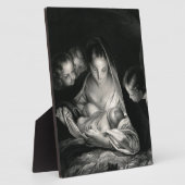 Nativity Baby Jesus Virgin Mary Angels Black White Fotoplatte (Seite)