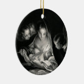 Nativity Baby Jesus Virgin Mary Angels Black White Keramikornament (Rechts)
