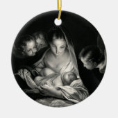 Nativity Baby Jesus Virgin Mary Angels Black White Keramikornament (Vorne)