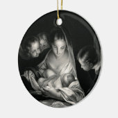 Nativity Baby Jesus Virgin Mary Angels Black White Keramikornament (Links)