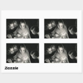 Nativity Baby Jesus Virgin Mary Angels Black White Rechteckiger Aufkleber (Blatt)