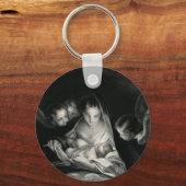 Nativity Baby Jesus Virgin Mary Angels Black White Schlüsselanhänger (Vorderseite)