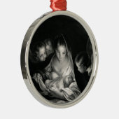 Nativity Baby Jesus Virgin Mary Angels Black White Silbernes Ornament (Rechts)