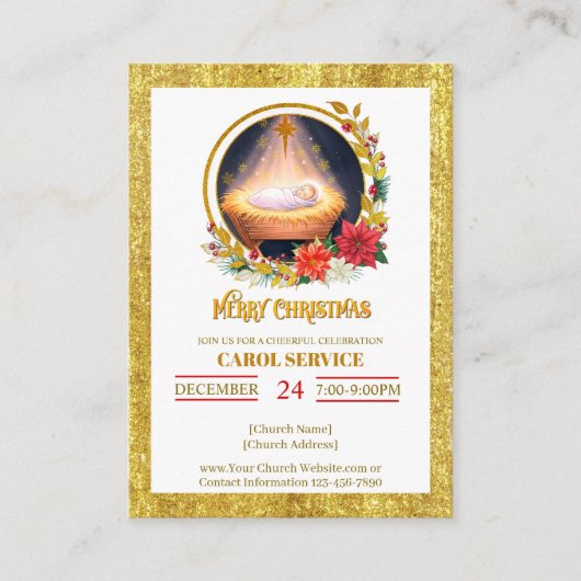 Nativity Carol Service Christmas Invitation Begleitkarte (Vorderseite)