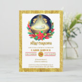 Nativity Carol Service Christmas Invitation Feiertagskarte (Stehend Vorderseite)
