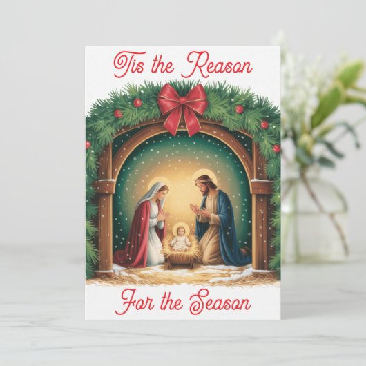 Nativity Christmas Flat Card (Stehend Vorderseite)