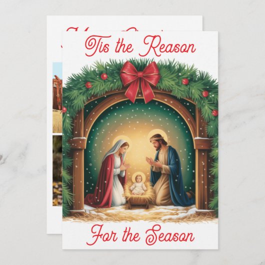 Nativity Christmas Flat Card (Vorne/Hinten)