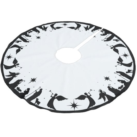 Nativity Christmas Tree Skirt, Personalized Polyester Weihnachtsbaumdecke (Schrägansicht)