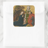 Nativity, circa 1460 quadratischer aufkleber (Tasche)