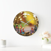 Nativity Crib Virgin Mary Jesus Stars Christmas Große Wanduhr (Zuhause)