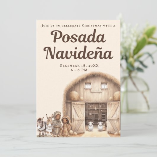 Nativity Festive Mexican Posada Navideña Einladung (Stehend Vorderseite)