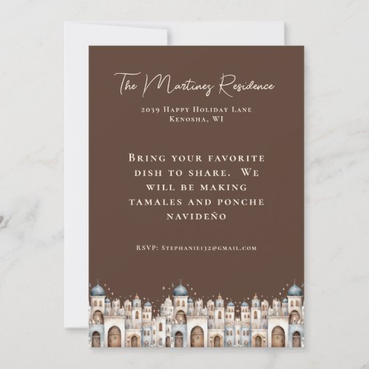 Nativity Festive Mexican Posada Navideña Einladung (Rückseite)