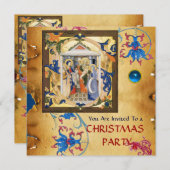 NATIVITY FLORAL CHRISTMAS PARCHMAS MIT BLUE GEM EINLADUNG (Vorne/Hinten)