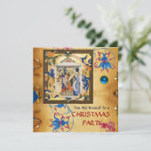 NATIVITY FLORAL CHRISTMAS PARCHMAS MIT BLUE GEM EINLADUNG (Stehend Vorderseite)
