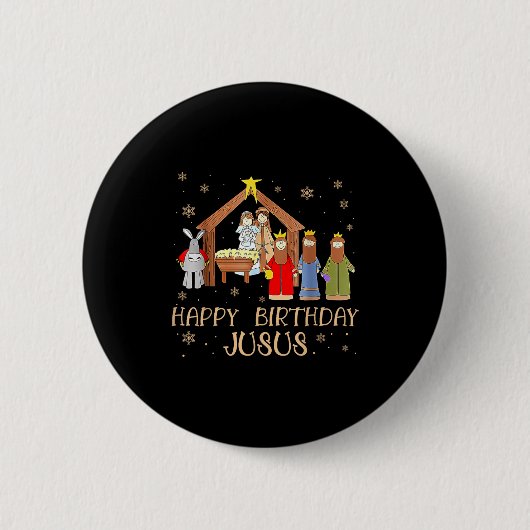 Nativity Happy Birthday Jesus Christmas Nativity C Button (Vorderseite)