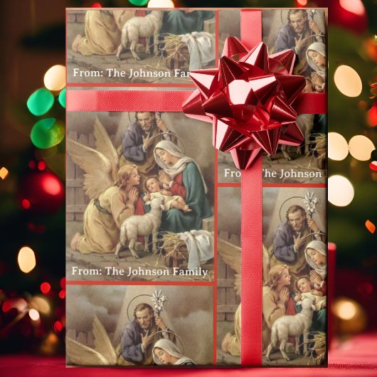Nativity Holy Family Add Your Text Christmas Gift Geschenkpapier