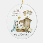 Nativity Manger Scene Bible Verse First Christmas Keramik Ornament (Links)