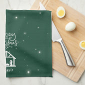 Nativity Merry Christmas Green Geschirrtuch (Viertel Falte)