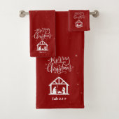 Nativity Merry Christmas Red Badhandtuch Set (Insitu)