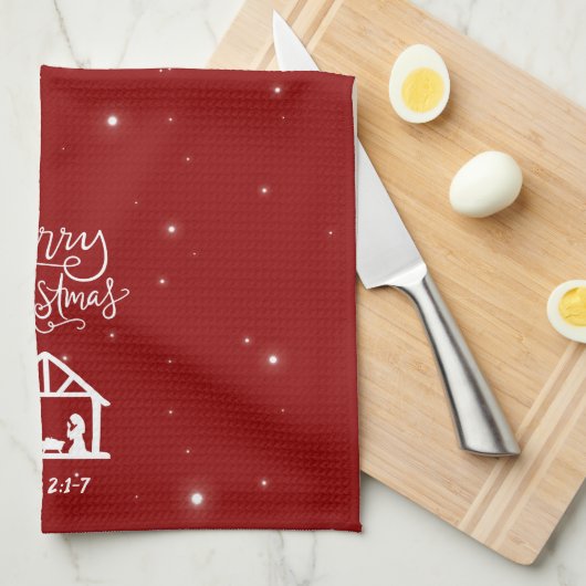 Nativity Merry Christmas Red Geschirrtuch (Viertel Falte)