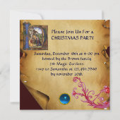 NATIVITY MONOGRAM CHRISTMAS PARCHMENT Blaues Gem I Einladung (Rückseite)