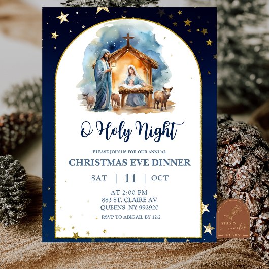 Nativity O holy night christmas eve dinner Einladung