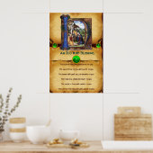 NATIVITY Old Irish Christmas Segen Parchment Poster (Küche)