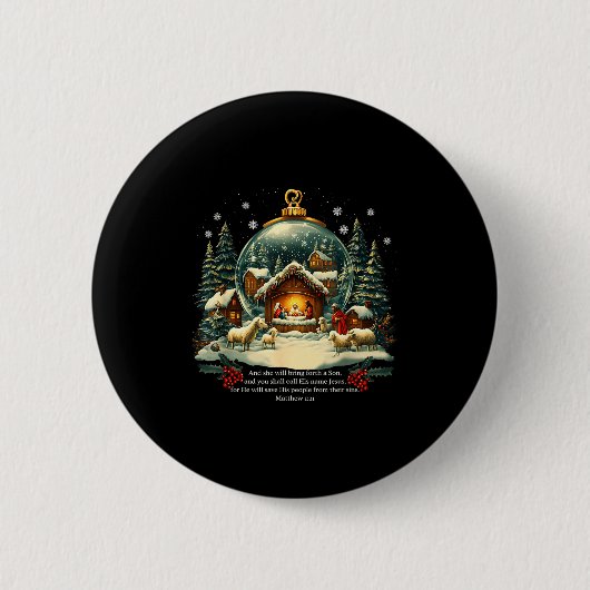 Nativity Ornament Christmas Scene Matthew 1_21 Button (Vorderseite)