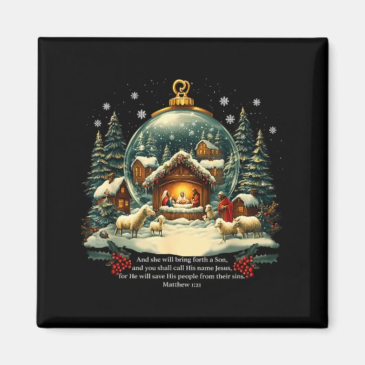 Nativity Ornament Christmas Scene Matthew 1_21 Magnet (Vorne)
