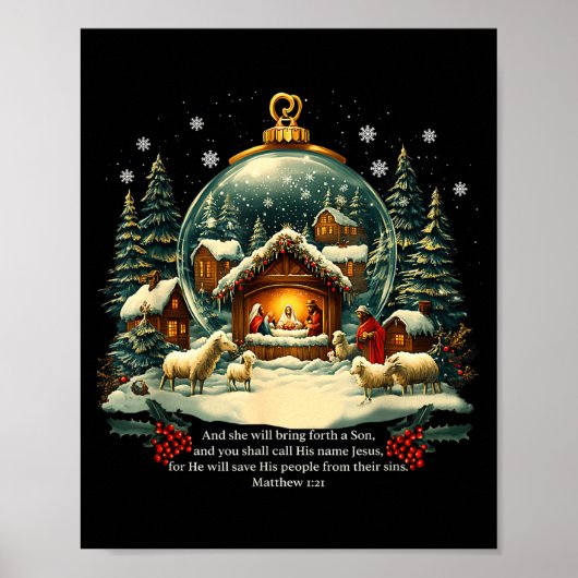 Nativity Ornament Christmas Scene Matthew 1_21 Poster (Vorne)