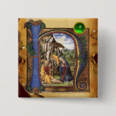NATIVITY PARCHITY Green Emerald Monogram Button (Vorderseite)