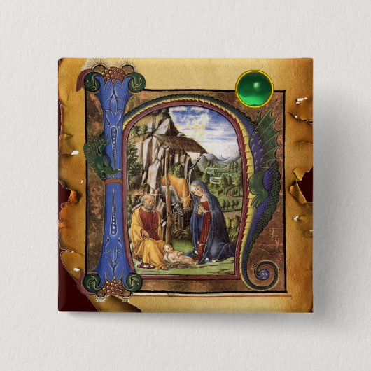 NATIVITY PARCHITY Green Jade Monogram Button (Vorderseite)
