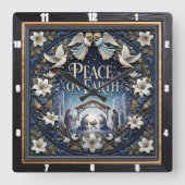 Nativity Peace On Earth Quadratische Wanduhr (Vorderseite)