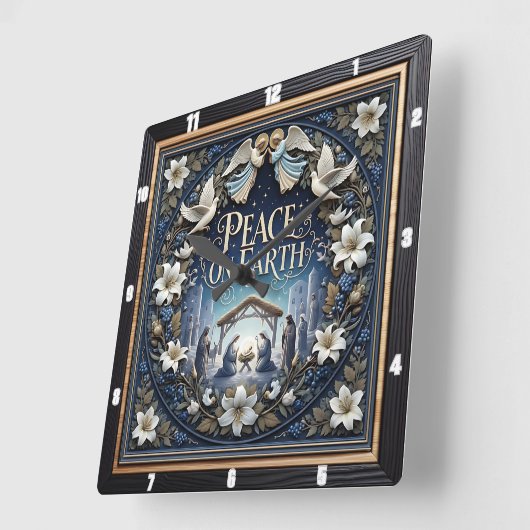Nativity Peace On Earth Quadratische Wanduhr (Winkel)