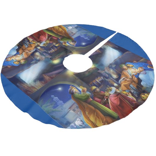 Nativity Polyester Weihnachtsbaumdecke (Schrägansicht)