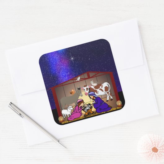 Nativity Quadratischer Aufkleber (Umschlag)