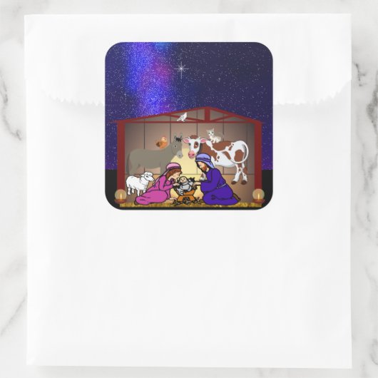 Nativity Quadratischer Aufkleber (Tasche)