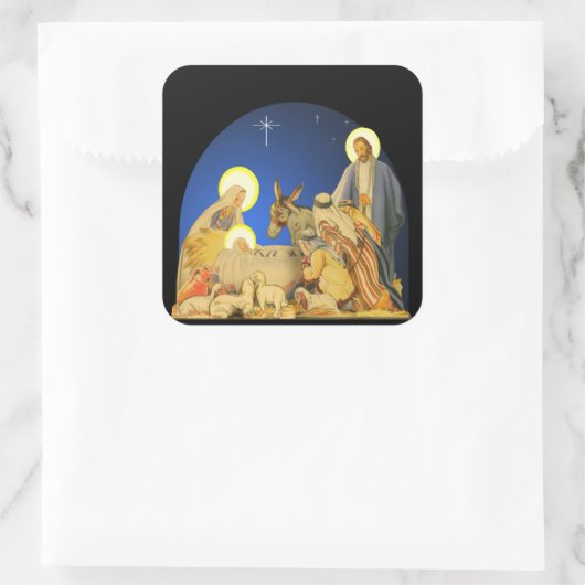 Nativity Quadratischer Aufkleber (Tasche)
