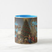 Nativity Santa Combo Christmas Coffee Mug Tasse (Zentrum)