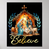 Nativity Scene Believe Christian Xmas Family Merry Poster (Vorne)