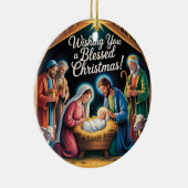 Nativity Scene Christmas Greeting Keramik Ornament (Rechts)