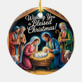 Nativity Scene Christmas Greeting Keramik Ornament (Hinten)