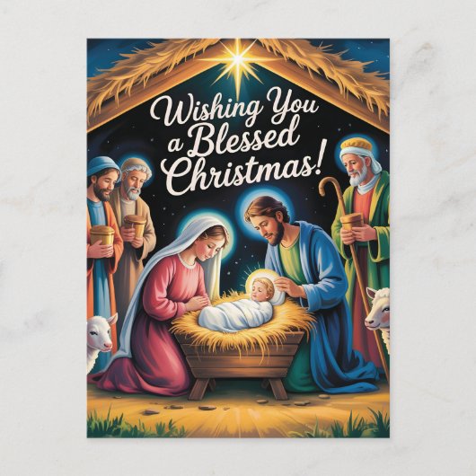 Nativity Scene Christmas Greeting Postkarte (Vorderseite)