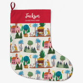 Nativity Scene Ecru Hand drawn Christmas Großer Weihnachtsstrumpf (Vorderseite)