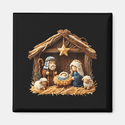 Nativity Scene Faux Yarn Crochet Jesus Christmas R Magnet (Vorne)