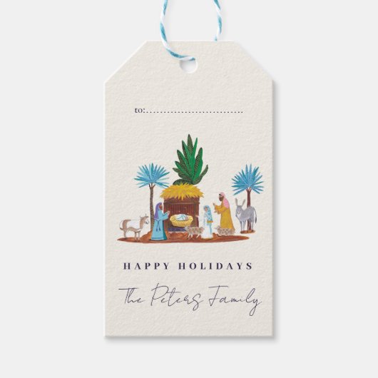 Nativity Scene Hand drawn Christmas Geschenkanhänger (Vorderseite)