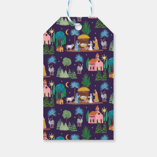 Nativity Scene Hand drawn Christmas Geschenkanhänger (Rückseite)